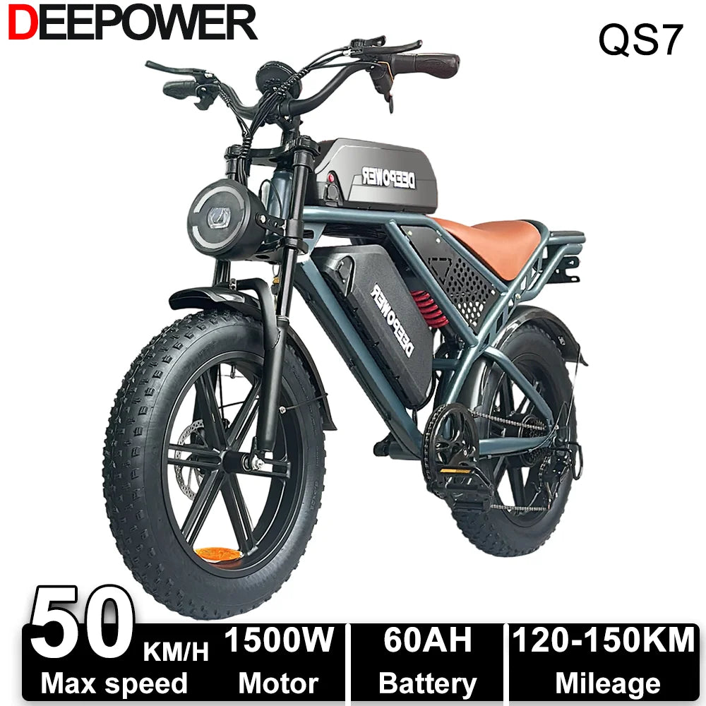 DEEPOWER QS7 Electric Bike 1500W 48V 60Ah All Terrain Ebike