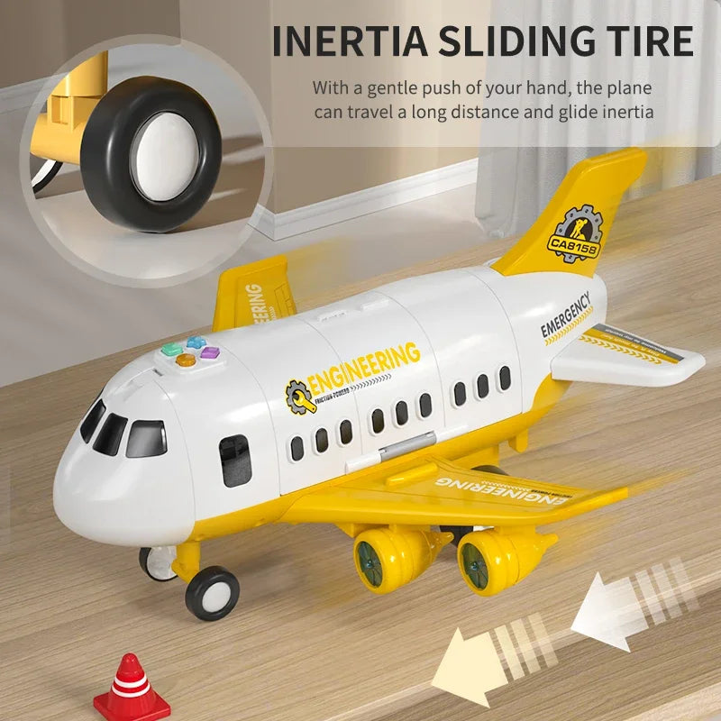Simulation Large Aircraft Track Inertia Car Set Toy Airplane with Lights Music Passenger Plane Airliner Toys for Kids Xmas Gifts