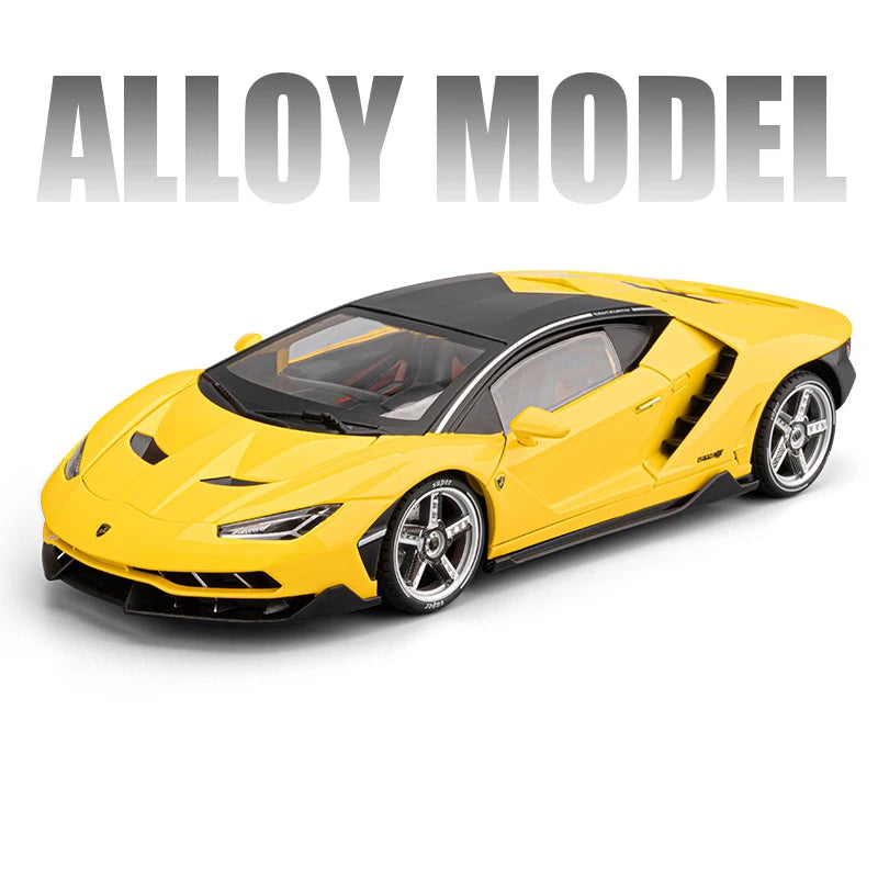 Large 1/18 Metal Die-cast LP770 Sports Car Model Simulation Sound and Light Pull Back Tire Shock Absorption Boy Gift