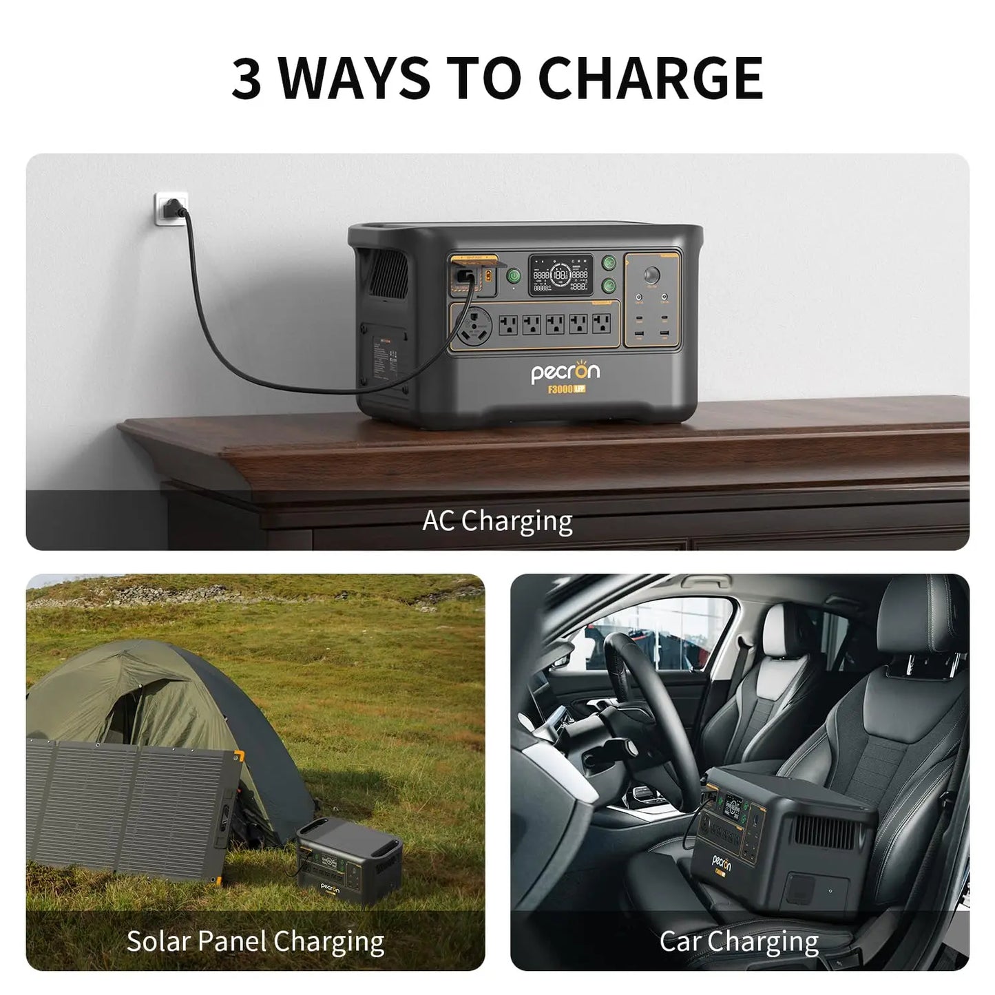 Pecron Portable Power Station F3000LFP 3072Wh Solar Generator 3600W LiFePO4 Battery Home Backup For Home Camping RV Emergency