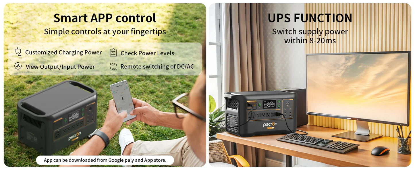 Pecron Portable Power Station F3000LFP 3072Wh Solar Generator 3600W LiFePO4 Battery Home Backup For Home Camping RV Emergency