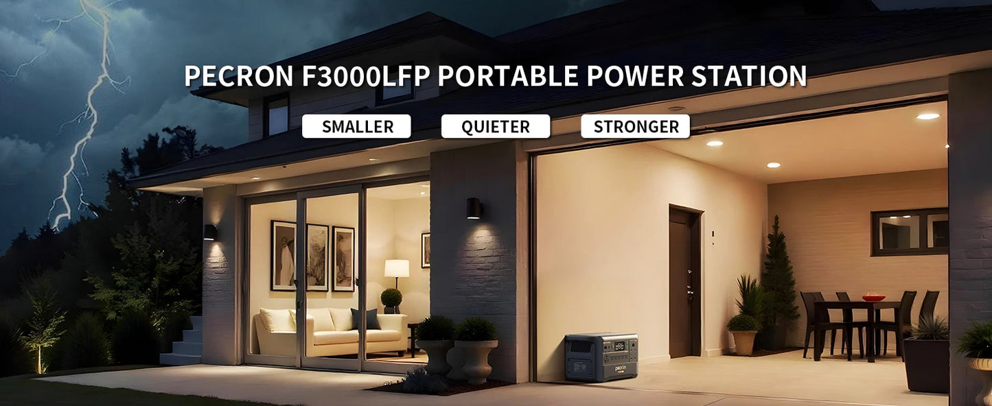Pecron Portable Power Station F3000LFP 3072Wh Solar Generator 3600W LiFePO4 Battery Home Backup For Home Camping RV Emergency