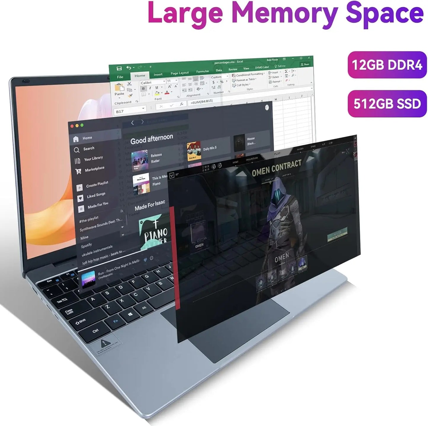 AEEZOUS Laptop 12GB DDR4 512GB SSD Intel N5095 Windows 11