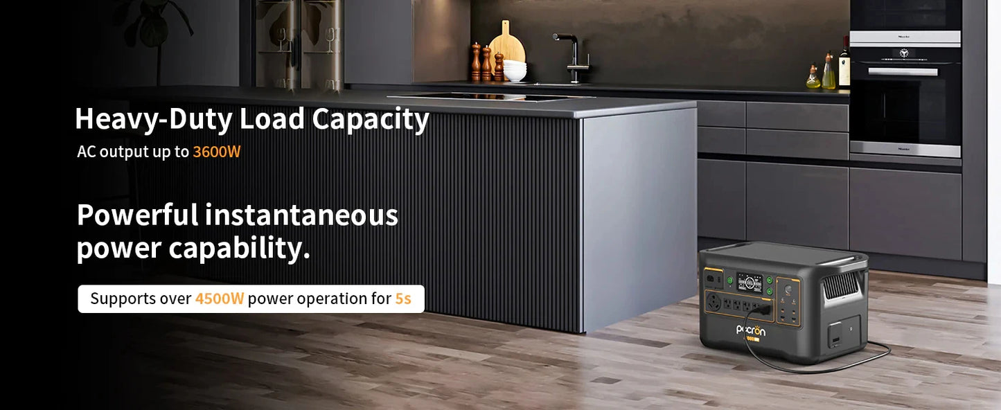 Pecron Portable Power Station F3000LFP 3072Wh Solar Generator 3600W LiFePO4 Battery Home Backup For Home Camping RV Emergency