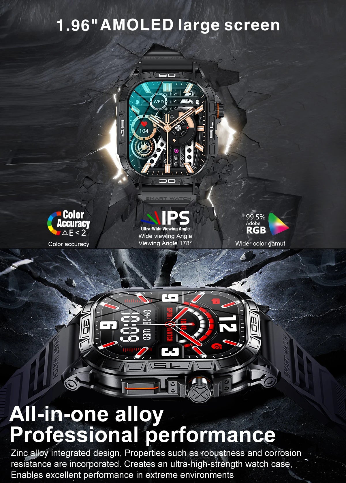 EIGIIS K63 Smart Watch ED Display IP68 Bluetooth Heart Rate