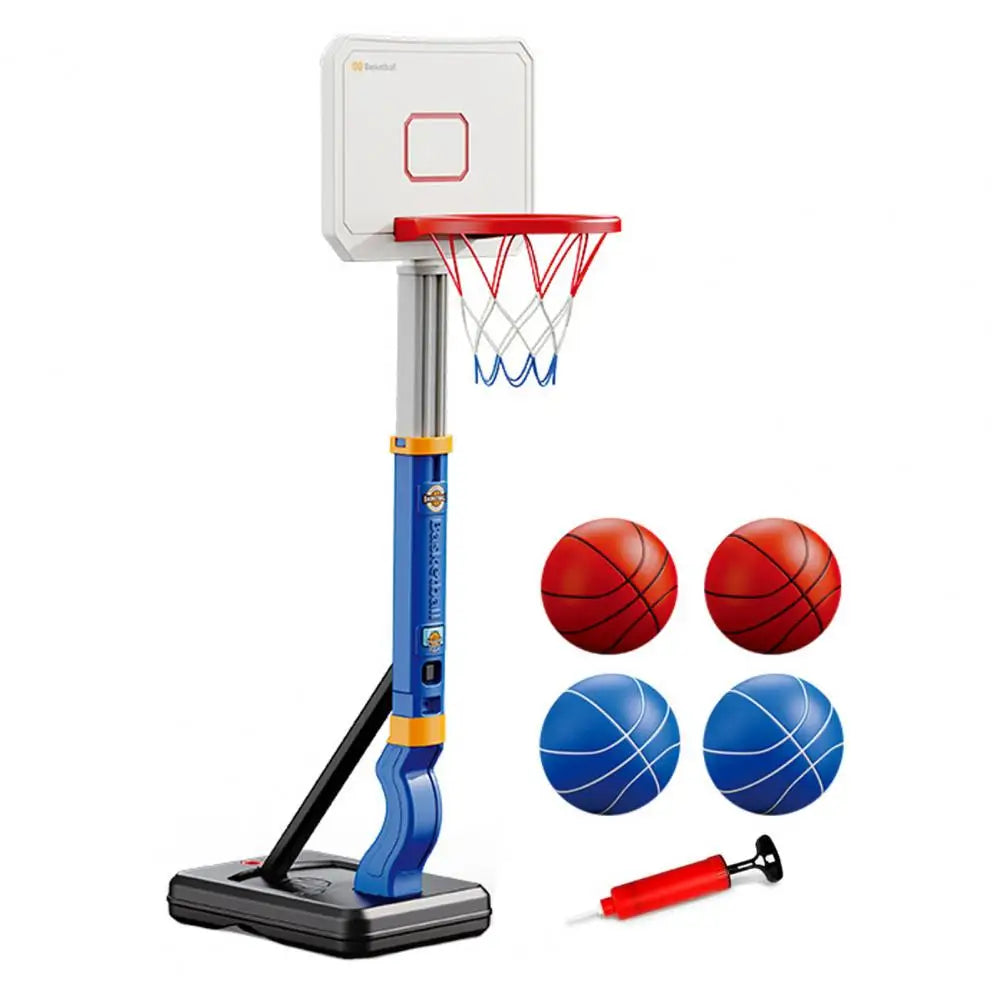 Pool Basketball Hoop Toy Adjustable Height Pool Basketball Hoop Set with 4 Balls Inflator Indoor Outdoor Game Kit for Boys Girls