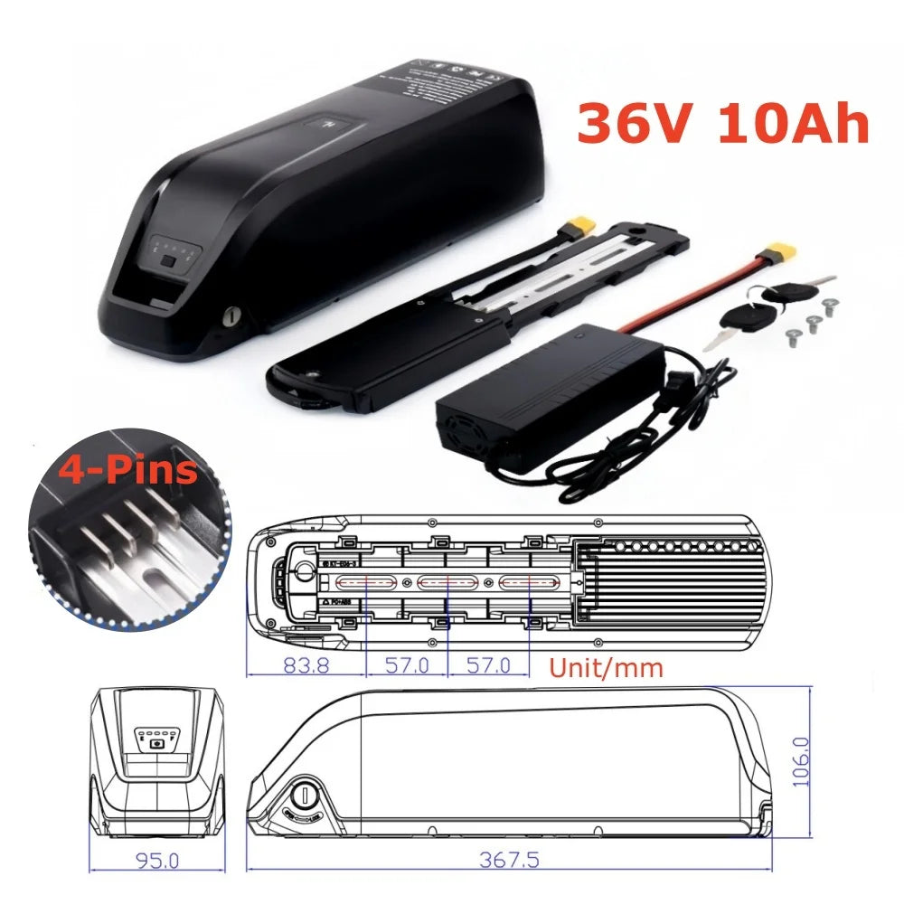 Aleaivy 36V 48V Li-Ion E-Bike Battery 10-20Ah for Motors