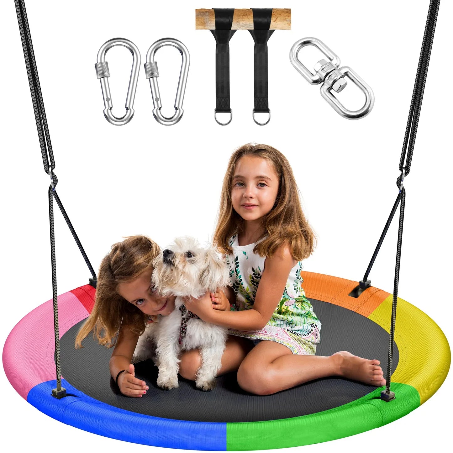 43" UFO Tree Swing for Kids & Adults - 700LB Capacity, Waterproof Hanging Saucer Seat with Adjustable Straps.