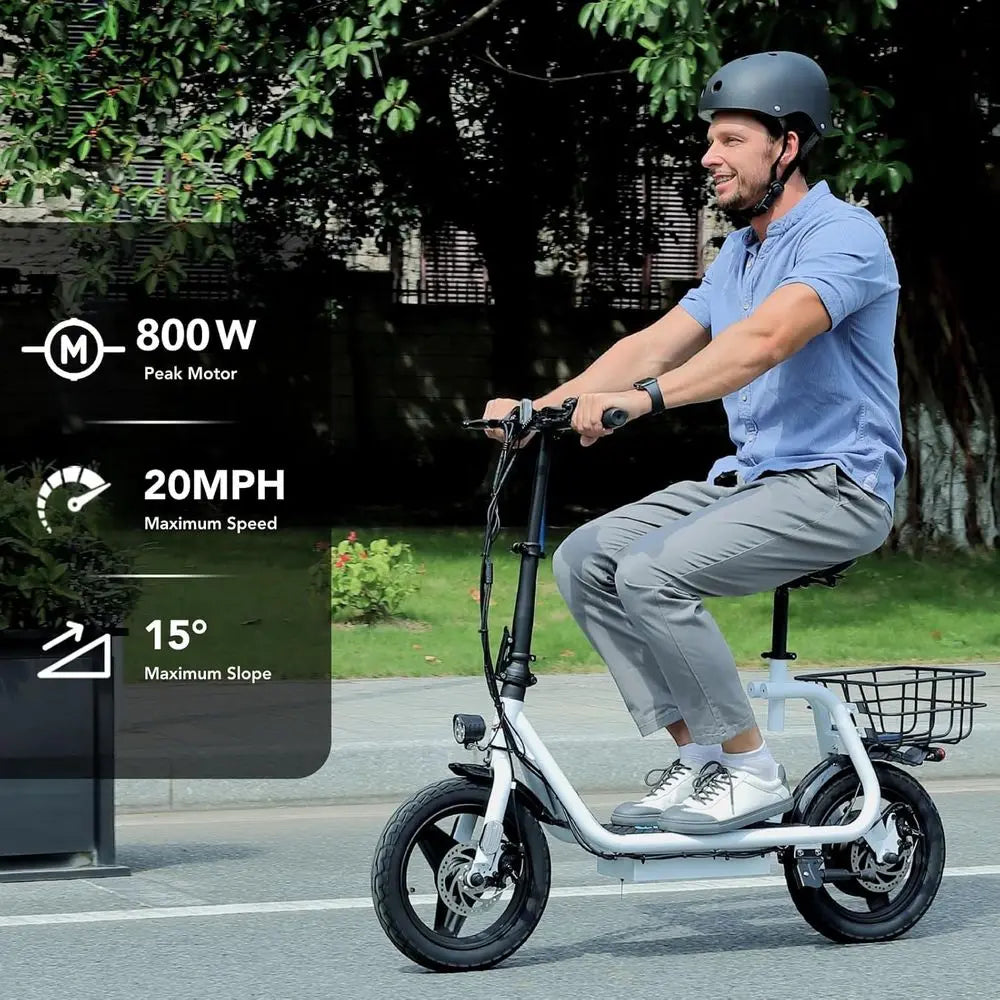 Adult Foldable Electric Scooter Seat 30 Mile Range 20 MPH