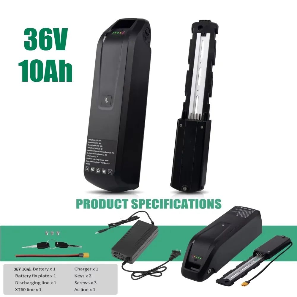 Aleaivy 36V 48V Li-Ion E-Bike Battery 10-20Ah for Motors