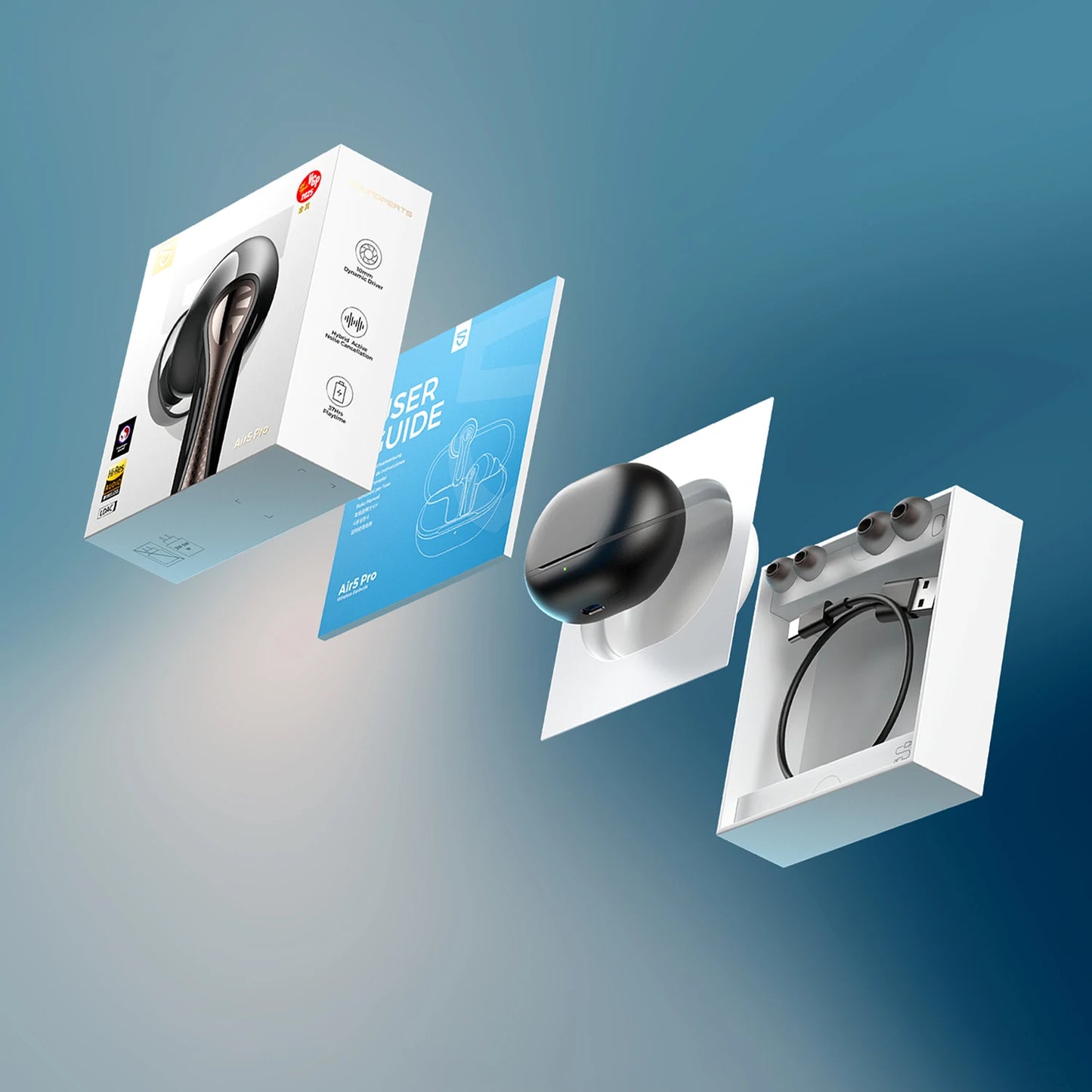 SoundPEATS Air5 Pro Wireless Earbuds Adaptive Hybrid ANC Bluetooth 5.4
