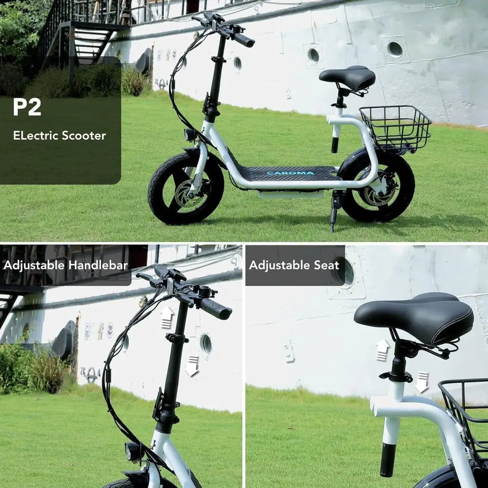 Adult Foldable Electric Scooter Seat 30 Mile Range 20 MPH