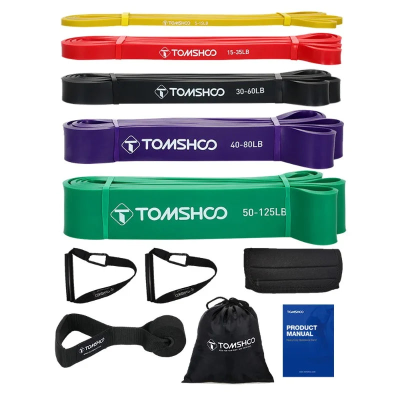 Pull Up Assist Bands 5 Pack With Door Anchor Handles