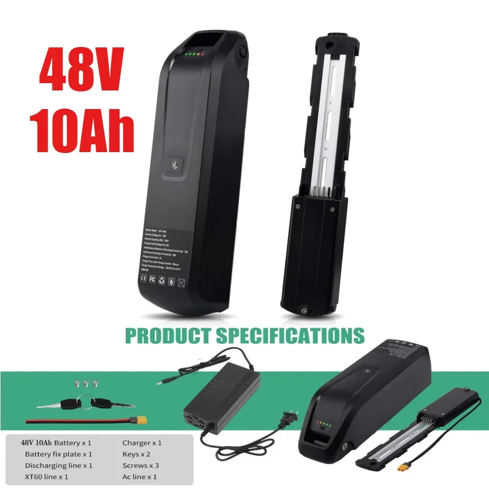 Aleaivy 36V 48V Li-Ion E-Bike Battery 10-20Ah for Motors