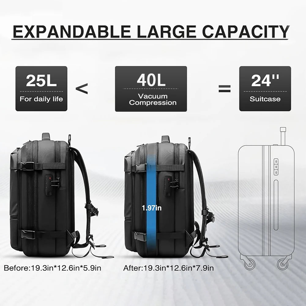 Travel Backpack Vacuum Compression 17 inch Laptop Backpack Business Large Capacity School Backpack Expanded Hiking backpack