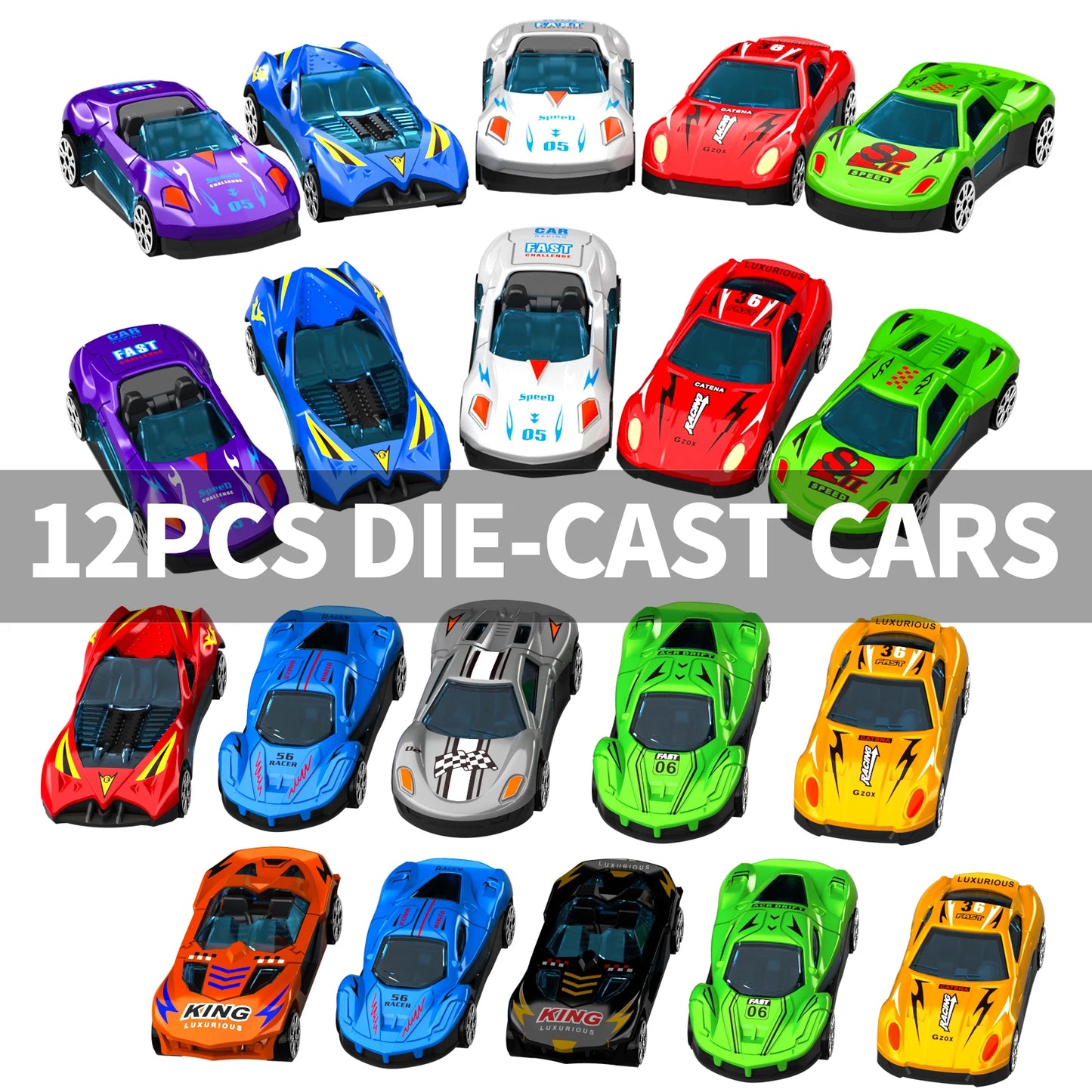 Kids Toy Trucks Ejection Race Track With 12 Cars Folding