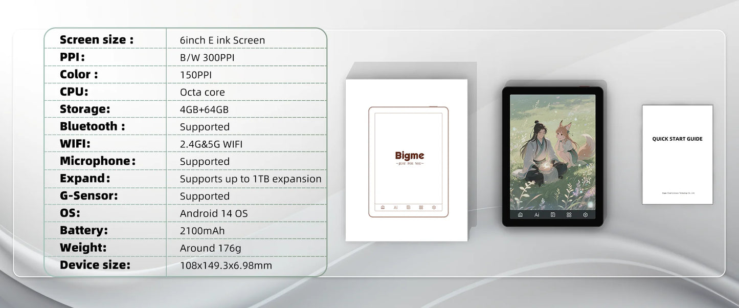 Bigme B6 Eink Ereader With Front Light Android GooglePlay