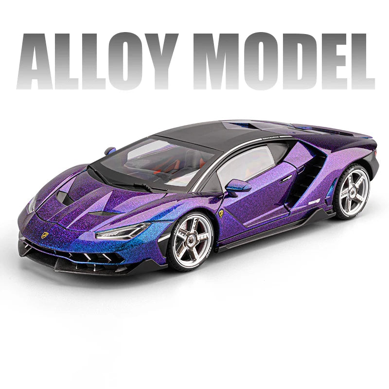 Large 1/18 Metal Die-cast LP770 Sports Car Model Simulation Sound and Light Pull Back Tire Shock Absorption Boy Gift