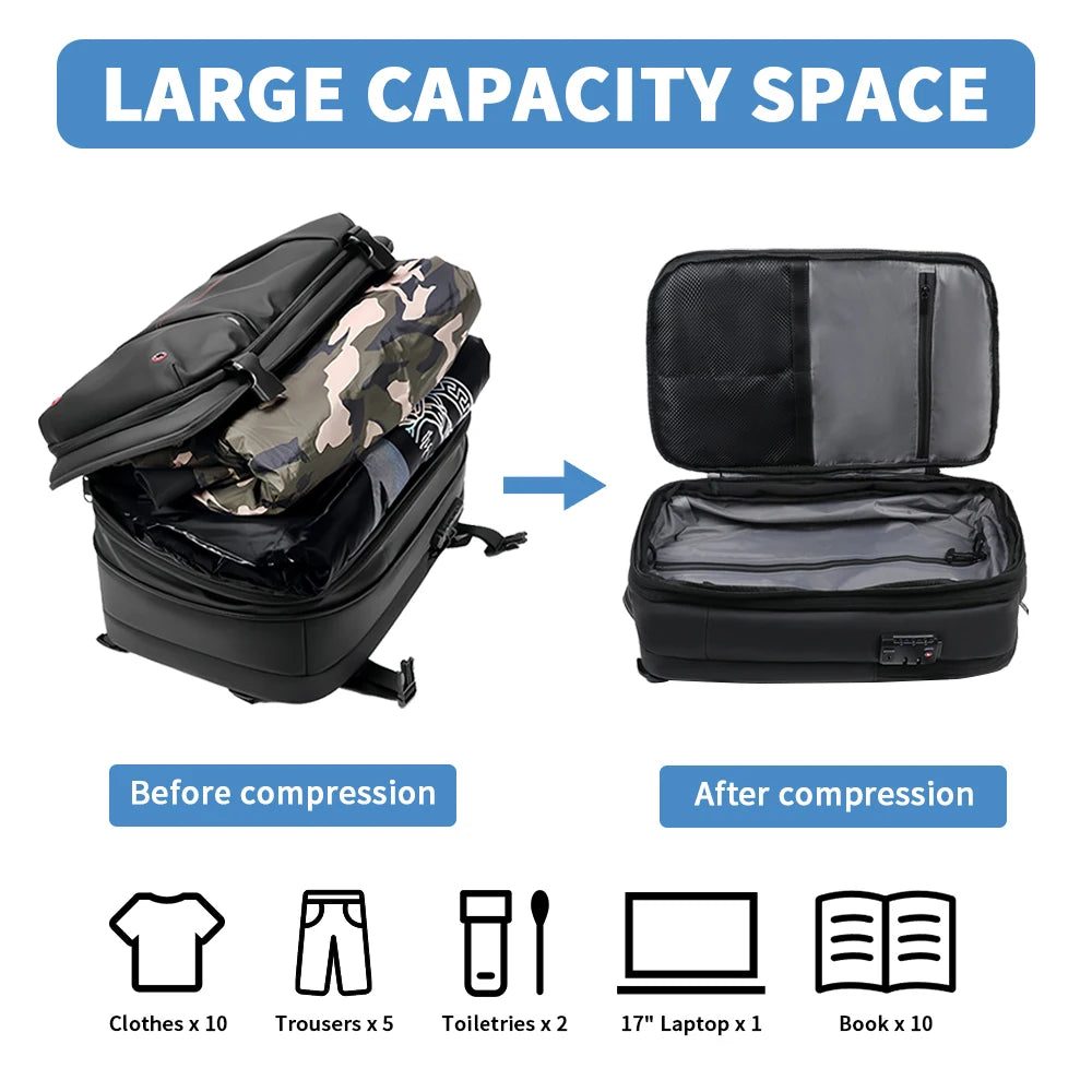 Travel Backpack Vacuum Compression 17 inch Laptop Backpack Business Large Capacity School Backpack Expanded Hiking backpack