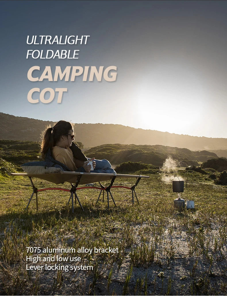 WESTTUNE Ultralight Aluminum Camping Cot With Leg Extenders