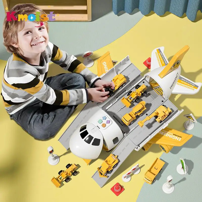 Simulation Large Aircraft Track Inertia Car Set Toy Airplane with Lights Music Passenger Plane Airliner Toys for Kids Xmas Gifts
