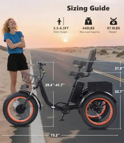 Adult Folding Electric Tricycle 3 Wheel E Bike 500W Battery