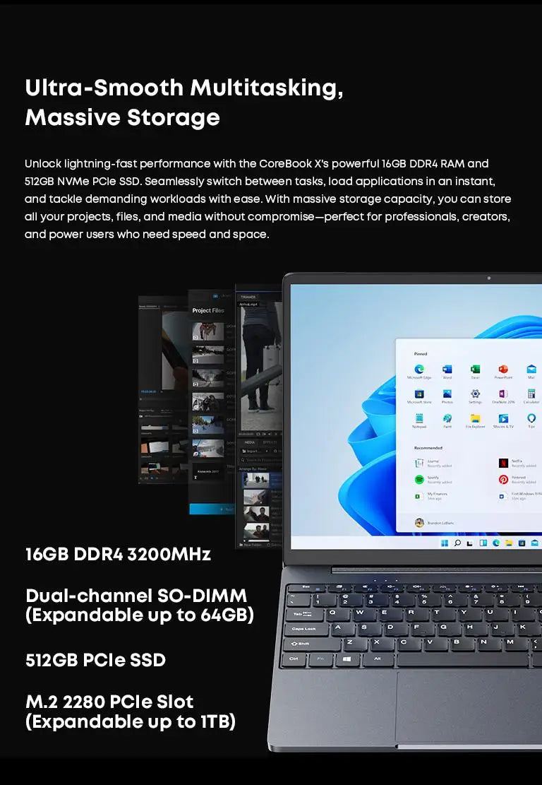 Chuwi CoreBook X Gaming Laptop Ryzen 5 7430U 16GB RAM