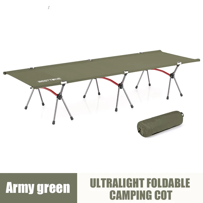 WESTTUNE Ultralight Aluminum Camping Cot With Leg Extenders