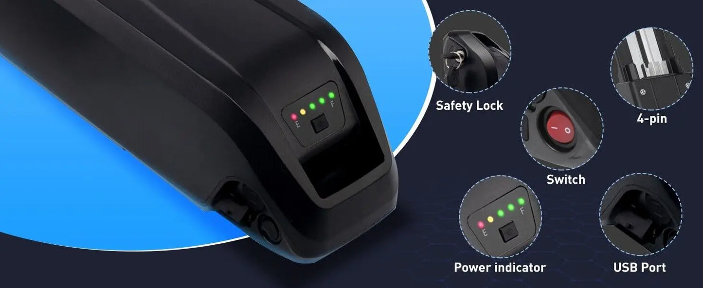 Aleaivy 36V 48V Li-Ion E-Bike Battery 10-20Ah for Motors