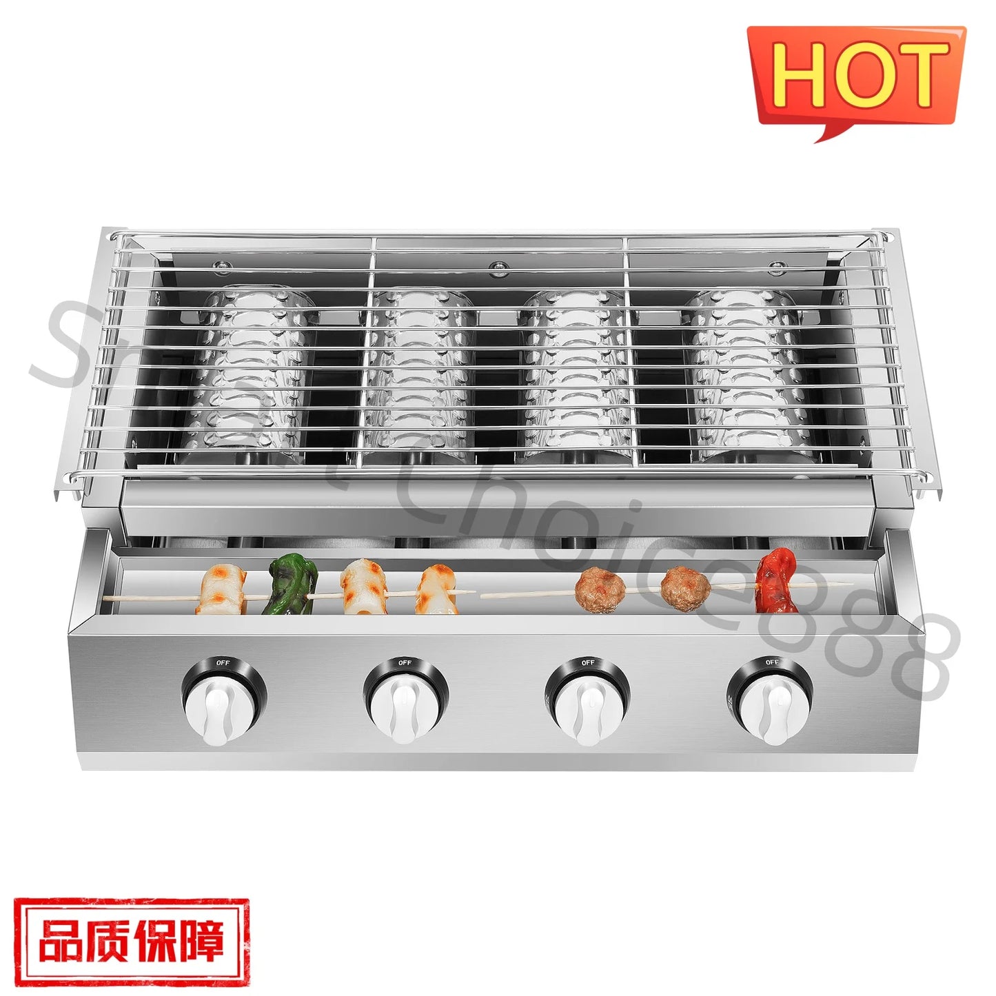 Gas Grill Profession Portable Stainless Steel Smokeless BBQ Grill Ceramic 4 Burners Outdoor Cooking