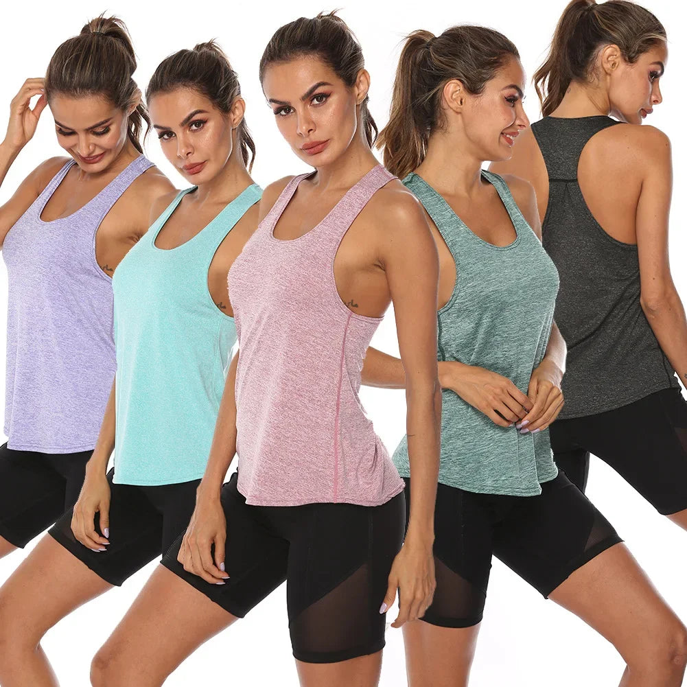 New Sports Overshirt Women's Fitness Sports Tank Top Back T-shaped Quick Dried Slim Sleeveless Running Tank Top Overcoat