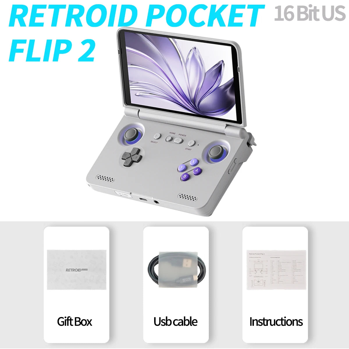 Retroid Pocket Flip2 Handheld Game Console Android 13 AMOLED