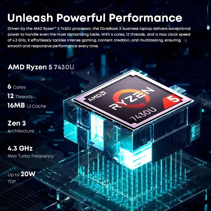 Chuwi CoreBook X Gaming Laptop Ryzen 5 7430U 16GB RAM
