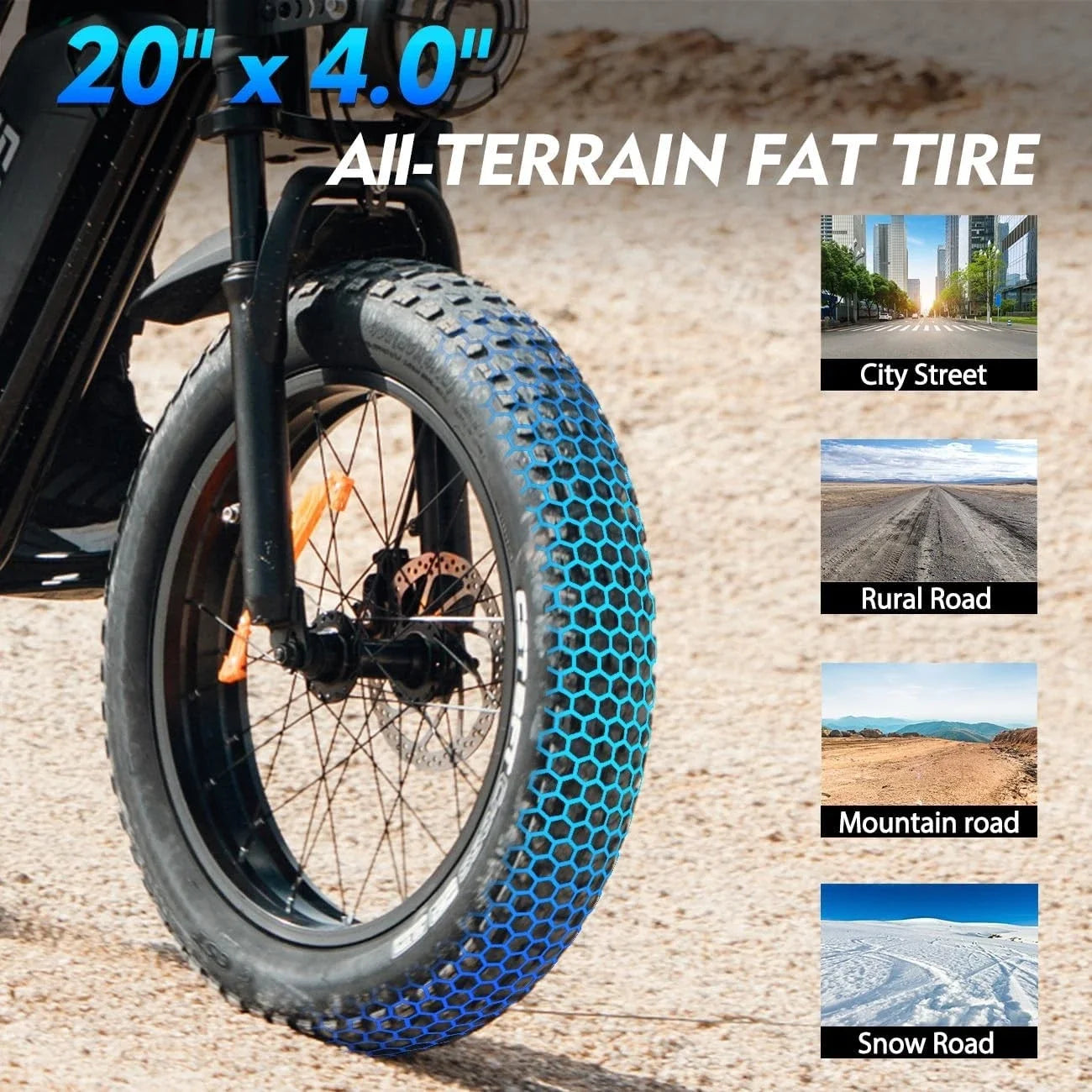 GUGOIS 1000W Fat Tire Electric Bike For Adults 30MPH