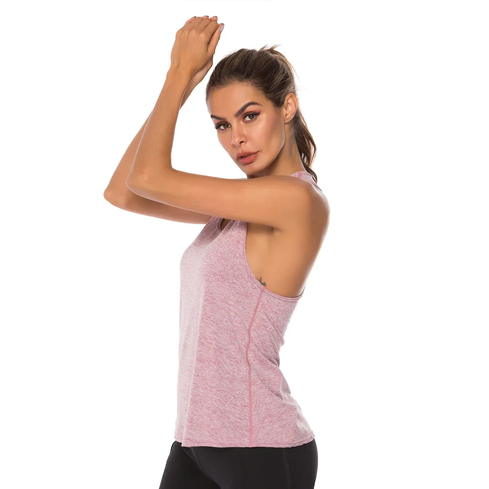 New Sports Overshirt Women's Fitness Sports Tank Top Back T-shaped Quick Dried Slim Sleeveless Running Tank Top Overcoat