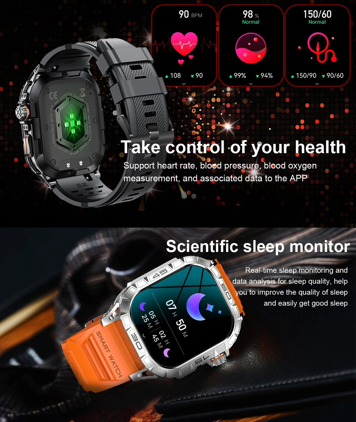 EIGIIS K63 Smart Watch ED Display IP68 Bluetooth Heart Rate