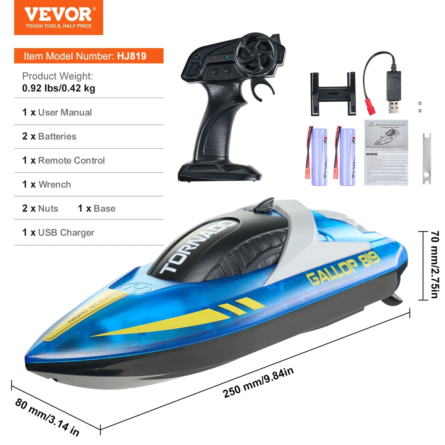 SucceBuy RC Boat HJ819 2.4GHz Remote Control Racing Ship