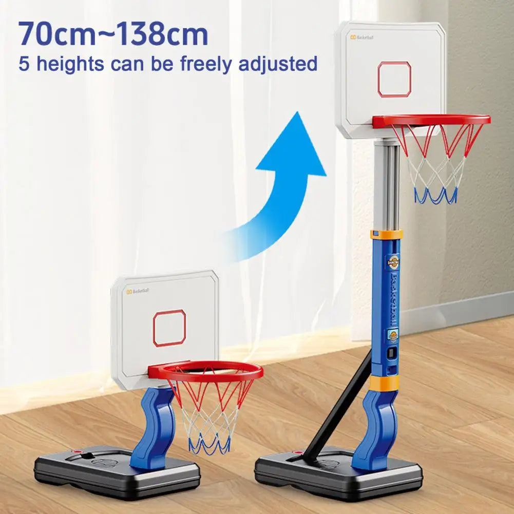 Pool Basketball Hoop Toy Adjustable Height Pool Basketball Hoop Set with 4 Balls Inflator Indoor Outdoor Game Kit for Boys Girls