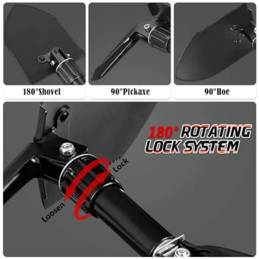 Lightweight 15.35'' High Carbon Steel Folding Shovel for Outdoor Camping Backpacking Hiking Car Emergency and Home Garden Use P