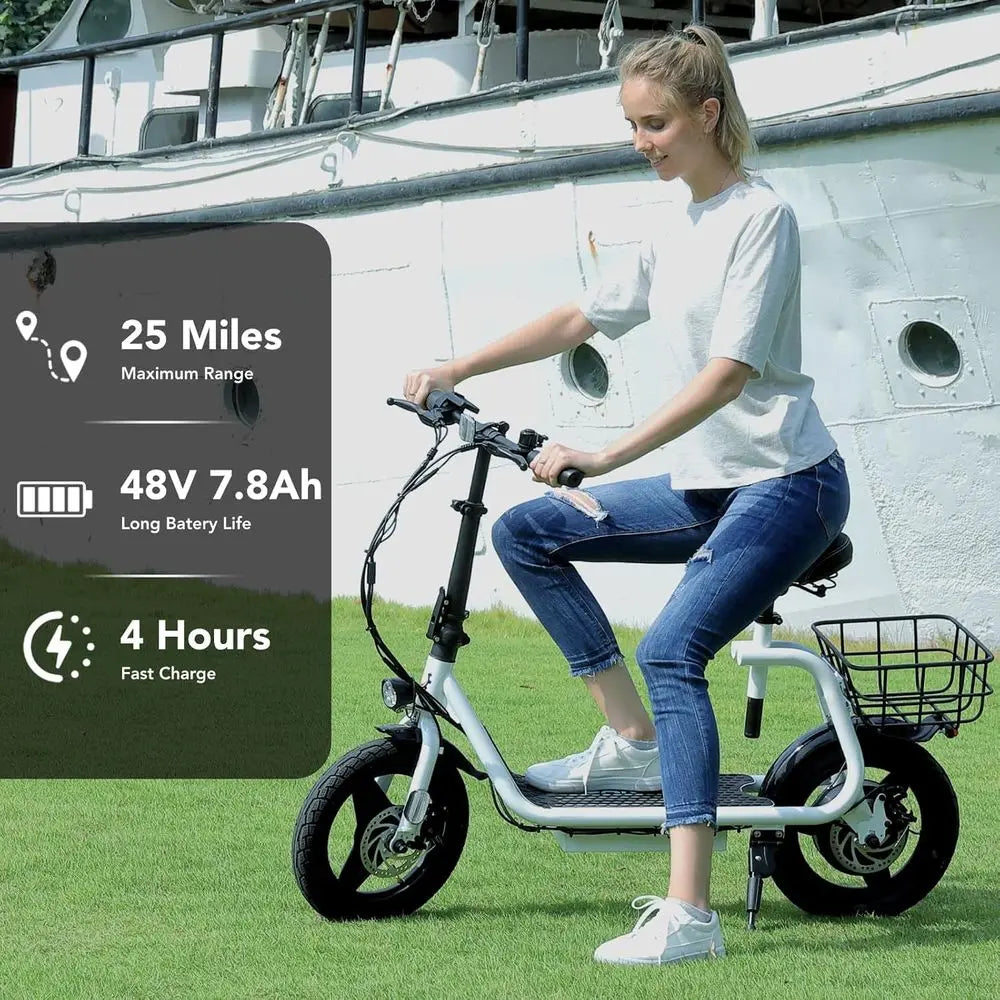 Adult Foldable Electric Scooter Seat 30 Mile Range 20 MPH