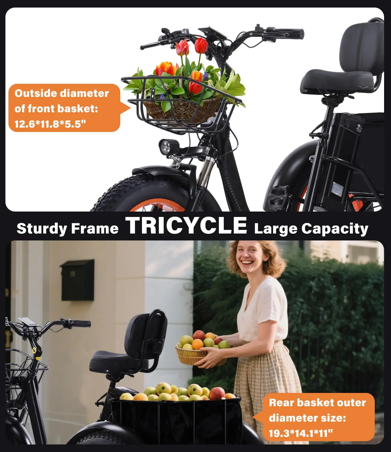 Adult Folding Electric Tricycle 3 Wheel E Bike 500W Battery