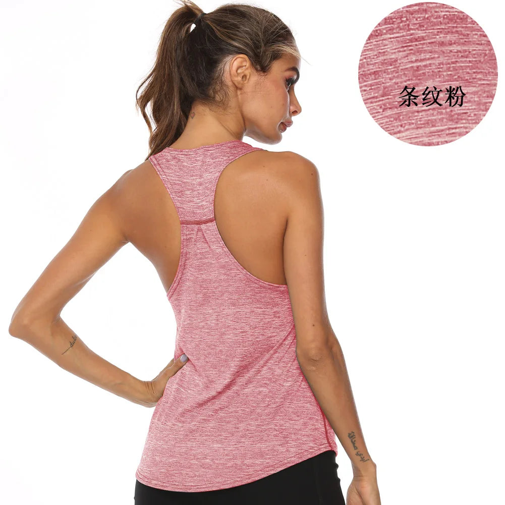 New Sports Overshirt Women's Fitness Sports Tank Top Back T-shaped Quick Dried Slim Sleeveless Running Tank Top Overcoat