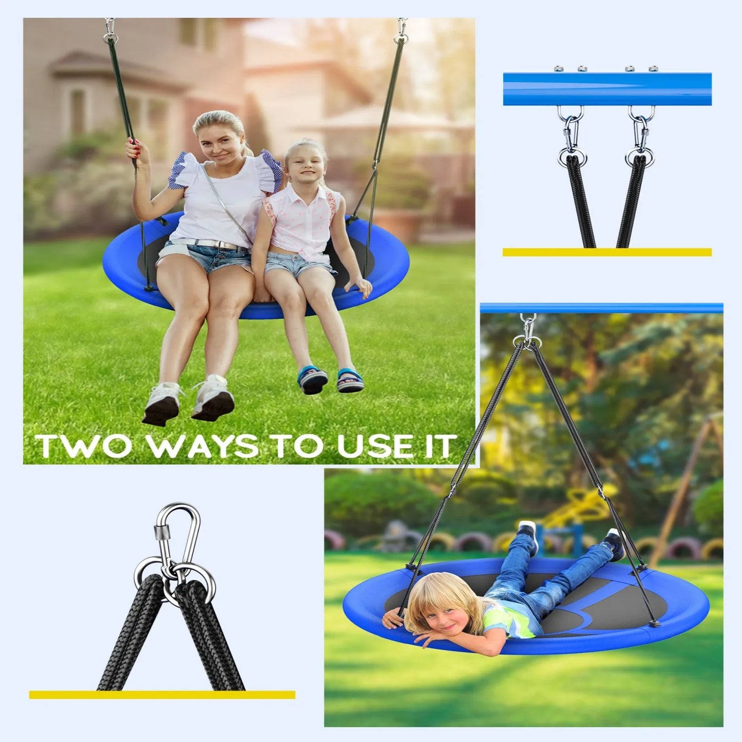 43" UFO Tree Swing for Kids & Adults - 700LB Capacity, Waterproof Hanging Saucer Seat with Adjustable Straps.