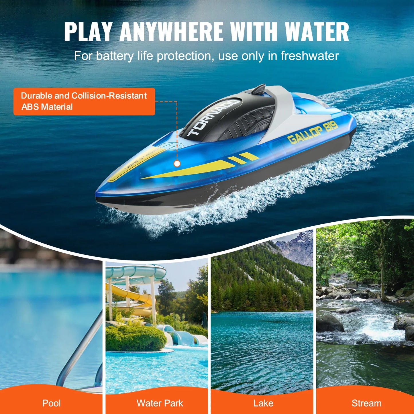 SucceBuy RC Boat HJ819 2.4GHz Remote Control Racing Ship