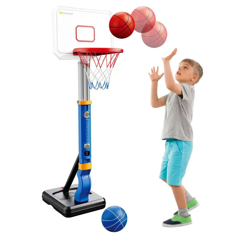 Pool Basketball Hoop Toy Adjustable Height Pool Basketball Hoop Set with 4 Balls Inflator Indoor Outdoor Game Kit for Boys Girls