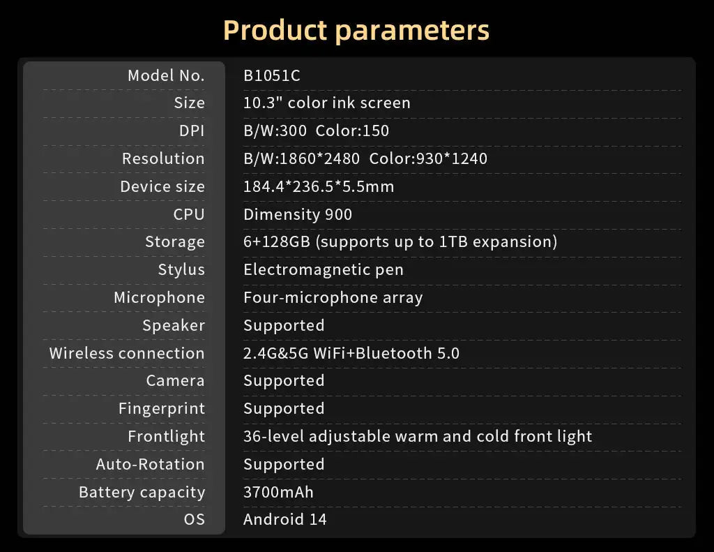 Bigme B1051C Ereader Android 14 Open System 6GB RAM 128GB