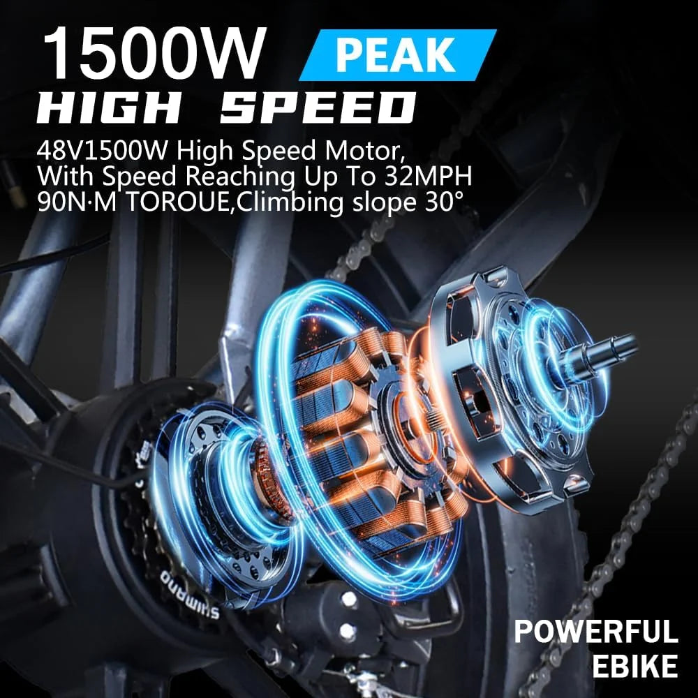 DEEPOWER QS7 Electric Bike 1500W 48V 60Ah All Terrain Ebike