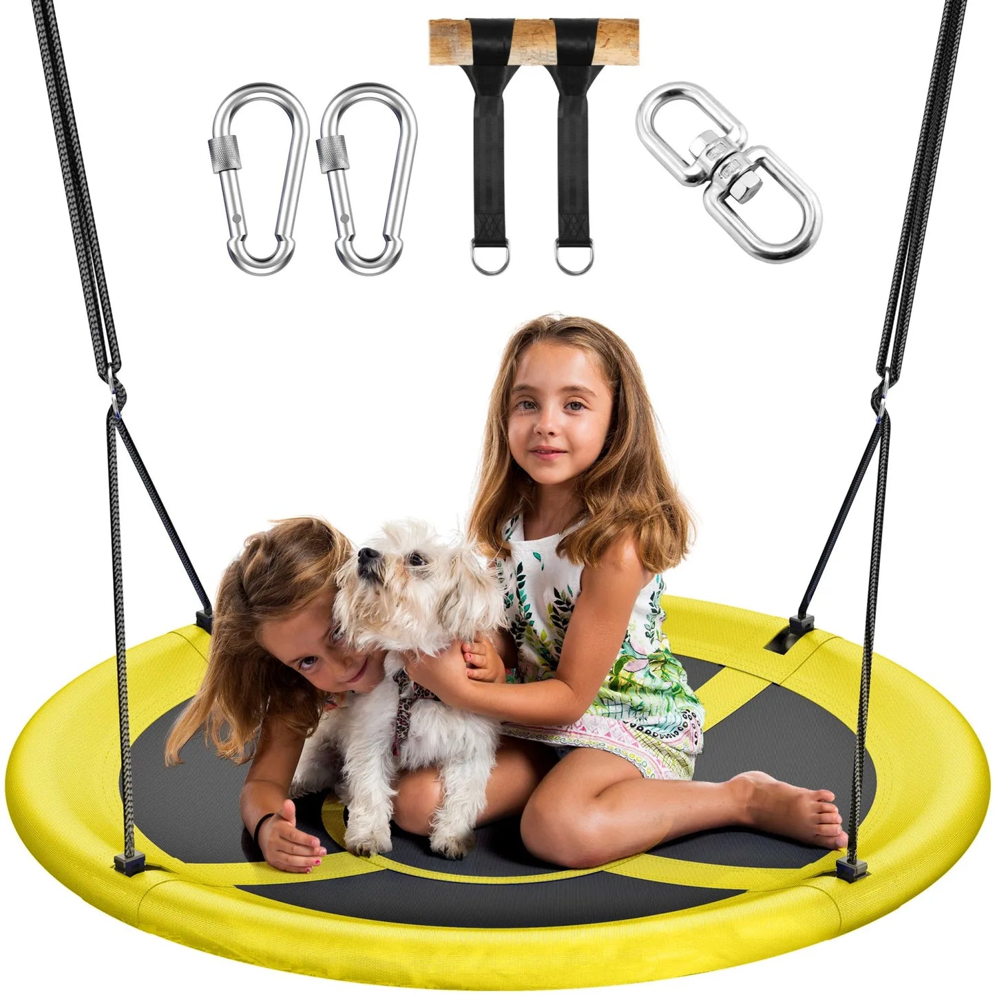 43" UFO Tree Swing for Kids & Adults - 700LB Capacity, Waterproof Hanging Saucer Seat with Adjustable Straps.