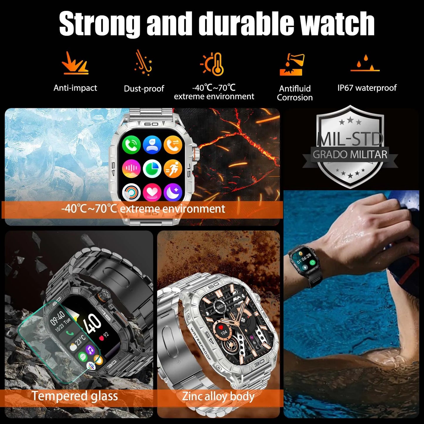 EIGIIS K63 Smart Watch ED Display IP68 Bluetooth Heart Rate