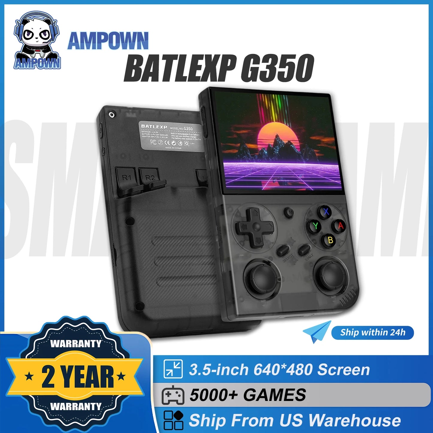 Ampown G350 Handheld Game Console 3200mAh Battery Linux Gift